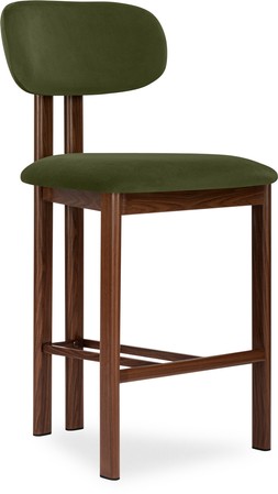 Arbor Kitchen Stool, Olive Green Sustainable Velvet