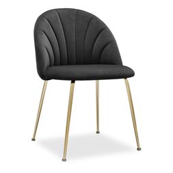 Sylvia Dining Chair, Ink Grey Sustainable Velvet & Brass