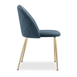 Sylvia Dining Chair, Dust Blue Sustainable Velvet & Brass