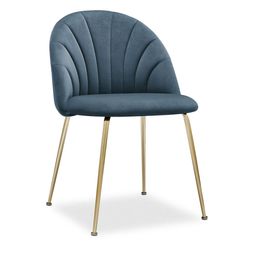 Sylvia Dining Chair, Dust Blue Sustainable Velvet & Brass