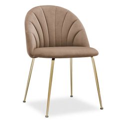 Sylvia Dining Chair, Taupe Sustainable Velvet & Brass