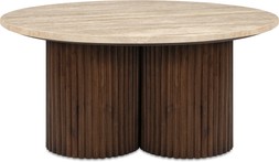 Skylar Round Coffee Table, Dark Mango Wood & Travertine