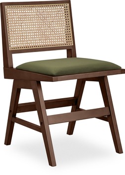 Cult Furniture Cleo Wooden Dining Chair, Olive Green Sustainable Velvet & Walnut &pound;139