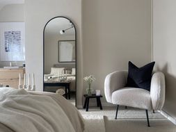 Effie Accent Chair, Ivory White Boucle & Black