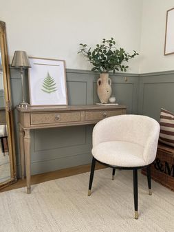 Theo Carver Dining Chair, Ivory White Boucle