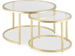 Madison Set Of 2 Nesting Coffee Tables, Glass & Brass