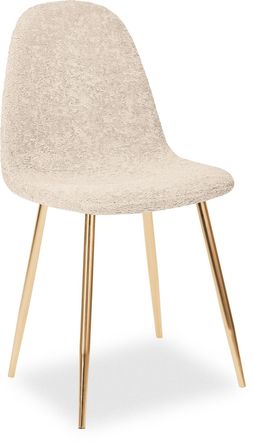 Rayner Dining Chair, Ivory White Boucle & Brass