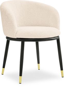 Theo Carver Dining Chair, Ivory White Boucle