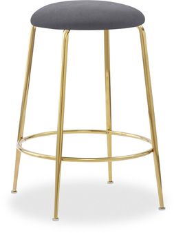 Regent Kitchen Stool, Grey Sustainable Velvet & Brass