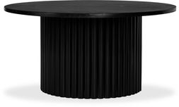 Medby Round Coffee Table, Black Mango Wood & Black Marble