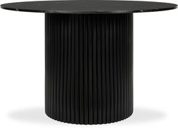 Medby 4 Seat Round Dining Table, Black Mango Wood & Black Marble