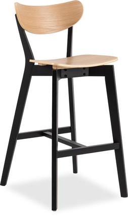 Roxby Wooden Bar Stool, Oak & Black