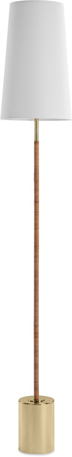 Arley Floor Lamp, Rattan & Brass