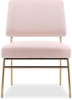 Holly Accent Chair, Light Pink Velvet & Brass