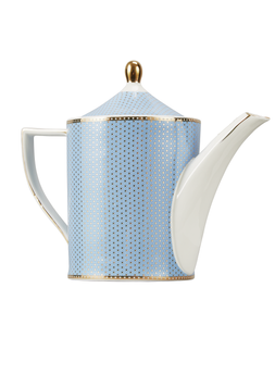 blue white gold ceramic teapot