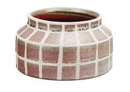 Terracotta White & Pink Check Vase