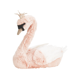 pink furry swan with crown