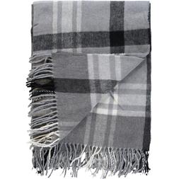 Grey Checked Patterned Throw