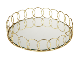 mirrored round tray gold edge