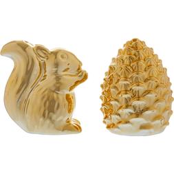Gold tone Squirrel and Acorn Salt & Pepper