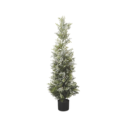 medium thin snowed xmas tree with black pot