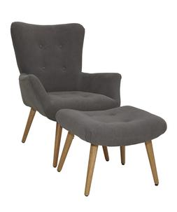 Grey Armchair with Footrest