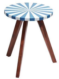 Side Table with Blue & White Top Design