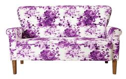 Purple, white floral settee