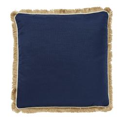 Navy Cushion with Hessian Fringe