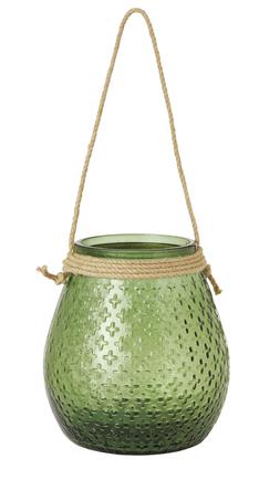 Bottle green pot with rope tie top