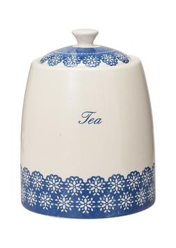 Patterned Blue Tea Jar