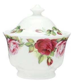 Rose Patterned China Sugar Bowl
