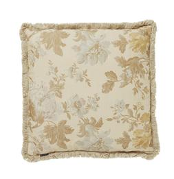 Taupe Floral Cushion with Fringe