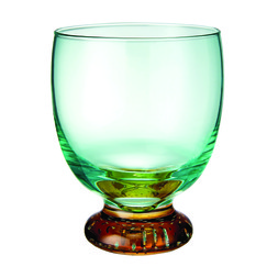 BEDROOM Green & Amber Footed Glass £2.99