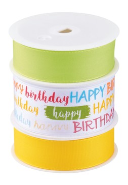 Gifting happy birthday set of 3 ribbons RRP 1.30 H