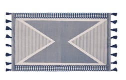 Hacienda cream & blue rug with tassels