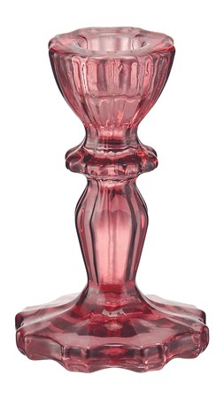 Heavy Petals short dark pink glass candlestick