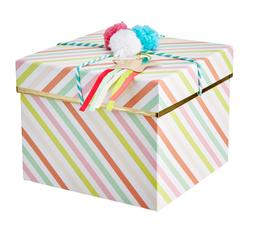 Homesense Colourful Christmas large striped pompom gift box &pound;4.99