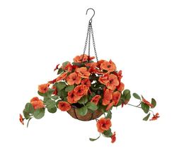 Homesense - Orange Flowered Plastic Hanging Basket, &pound;12.99