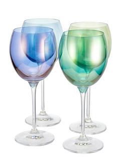 Homesense party LSA green &blue wine glasses &pound;16.99
