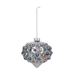 Homesense - Set of 4 Silver Blue Dots Xmas Decoration, &pound;3.99