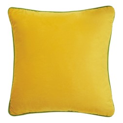 Homesense Sunset Hues yellow velvet cushion with green piping &pound;12.99