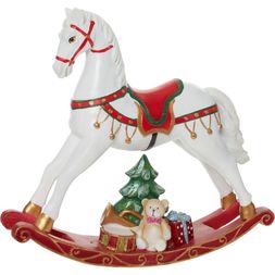 White and Red Rocking Horse