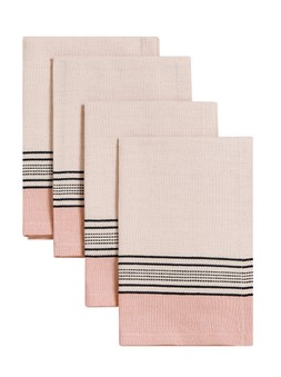 Scandisoft Set Of 4 Cream & Pink Napkins Black Motif &pound;4.99