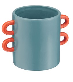 Sensory Cyberpunk teal vase orange handles RRP 9.99