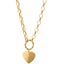 Louisa Etched Heart Gold Tone Waterproof Chain Necklace
