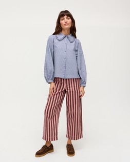 Brown & Pink Striped Scalloped Pocket Cropped Wide Leg Jeans €91