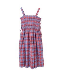 Blue Check Strappy Midi Dress