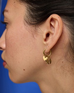 Nina Gold Tone Waterproof Star, Moon & Heart Charm Hoop Earrings
