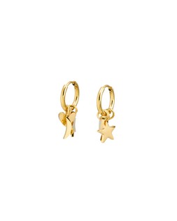 Nina Gold Tone Waterproof Star, Moon & Heart Charm Hoop Earrings €34